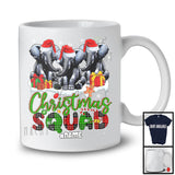 Personalized Custom Name Christmas Squad; Lovely Plaid Three Santa Elephants; Animal Lover T-Shirt