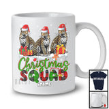 Personalized Custom Name Christmas Squad; Lovely Plaid Three Santa Leopards; Animal Lover T-Shirt