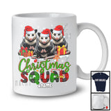 Personalized Custom Name Christmas Squad; Lovely Plaid Three Santa Opossums; Animal Lover T-Shirt