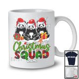 Personalized Custom Name Christmas Squad; Lovely Plaid Three Santa Pandas; Animal Lover T-Shirt