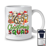 Personalized Custom Name Christmas Squad; Lovely Plaid Three Santa Squirrels; Animal Lover T-Shirt