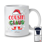 Personalized Custom Name Cousin Claus Crew; Wonderful Christmas Lights Plaid Santa; Family T-Shirt