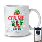 Personalized Custom Name Cousin Elf Crew; Wonderful Christmas Lights Plaid Elf; Family T-Shirt