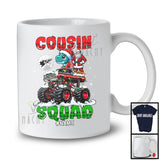 Personalized Custom Name Cousin Squad; Fantastic Christmas Santa T-Rex Monster Truck; Plaid T-Shirt