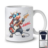 Personalized Custom Name Cow Playing Guitar Rock; Joyful Music Bass Guitar Farmer T-Shirt