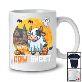 Personalized Custom Name Cow Sheet, Adorable Halloween Moon Boo Ghost Cow Lover T-Shirt