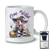 Personalized Custom Name Cow Witch, Adorable Halloween Cow With Broom, Family Group T-Shirt