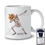 Personalized Custom Name Dabbing Pumpkin Skeleton, Cheerful Halloween Sport Player Team T-Shirt