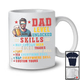 Personalized Custom Name Dad Level Unlocked Skills, Awesome Father's Day Beer Drinking T-Shirt