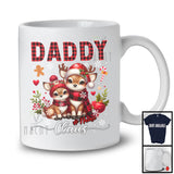 Personalized Custom Name Daddy Claus; Adorable Christmas Red Plaid Reindeer; Family T-Shirt