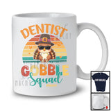 Personalized Custom Name Dentist Gobble Squad; Happy Thanksgiving Vintage Retro Turkey T-Shirt