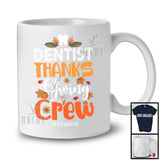 Personalized Custom Name Dentist Thanksgiving Crew; Lovely Autumn Leaves Pumpkin T-Shirt