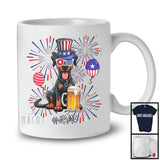 Personalized Custom Name Doberman Drinking Beer, Lovely 4th Of July Fireworks, Patriotic T-Shirt