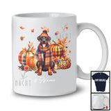 Personalized Custom Name Dobermann Plaid Pumpkins; Thanksgiving Fall Leaves; Family T-Shirt