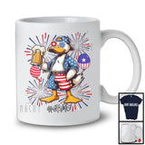 Personalized Custom Name Duck Drinking Beer, Lovely 4th Of July Fireworks, Farmer Patriotic T-Shirt