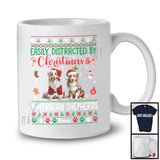 Personalized Custom Name Easily Distracted By Christmas Australian Shepherds; Lovely Sweater Santa Dog T-Shirt