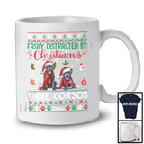 Personalized Custom Name Easily Distracted By Christmas Cane Corsos; Lovely Sweater Santa Dog T-Shirt