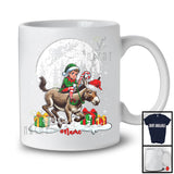 Personalized Custom Name Elf Riding Donkey Santa; Cheerful Christmas Snowing; Animal Farmer T-Shirt