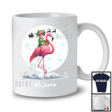 Personalized Custom Name Elf Riding Flamingo, Joyful Christmas Moon Snow Flamingo, X-mas Team T-Shirt
