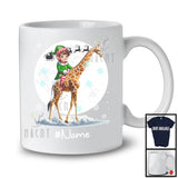 Personalized Custom Name Elf Riding Giraffe, Joyful Christmas Moon Snow Giraffe, X-mas Team T-Shirt
