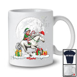 Personalized Custom Name Elf Riding Horse Santa; Cheerful Christmas Snowing; Animal Farmer T-Shirt