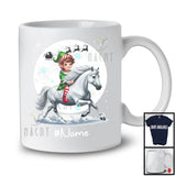 Personalized Custom Name Elf Riding Horse, Joyful Christmas Moon Snow Horse, X-mas Team T-Shirt