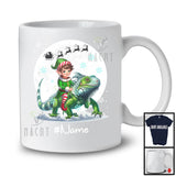 Personalized Custom Name Elf Riding Iguana, Joyful Christmas Moon Snow Iguana, X-mas Team T-Shirt