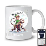 Personalized Custom Name Elf Riding Monkey, Joyful Christmas Moon Snow Monkey, X-mas Team T-Shirt