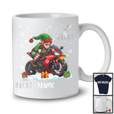 Personalized Custom Name Elf Riding Motorbike, Adorable Christmas ELF Rider, X-mas Team T-Shirt