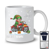 Personalized Custom Name Elf Riding Motorcycle, Adorable Christmas ELF Rider, X-mas Team T-Shirt