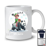 Personalized Custom Name Elf Riding Panda, Joyful Christmas Moon Snow Panda, X-mas Team T-Shirt