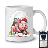 Personalized Custom Name Elf Riding Pig Santa; Cheerful Christmas Snowing; Animal Farmer T-Shirt