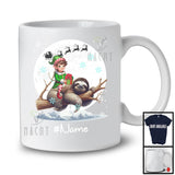 Personalized Custom Name Elf Riding Sloth, Joyful Christmas Moon Snow Sloth, X-mas Team T-Shirt