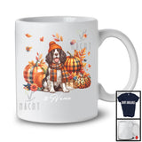 Personalized Custom Name English Springer Spaniel Plaid Pumpkins; Thanksgiving Fall Leaves T-Shirt