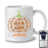 Personalized Custom Name Fall Sheep Pumpkin Shape; Lovely Thanksgiving Halloween Farm Farmer T-Shirt