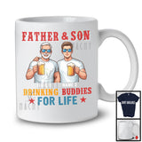 Personalized Custom Name Father And Son Drinking Buddies, Vintage Father's Day Drunker Family T-Shirt