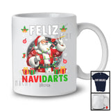 Personalized Custom Name Feliz Navidarts; Amazing Christmas Santa Playing Darts; Spanish Family T-Shirt