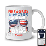 Personalized Custom Name Fireworks Director Assistant, Joyful 4th Of July USA Flag Sunglasses T-Shirt