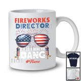 Personalized Custom Name Fireworks Director, Joyful 4th Of July USA Flag Sunglasses, Patriotic T-Shirt