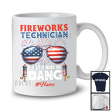 Personalized Custom Name Fireworks Technician, Joyful 4th Of July USA Flag Sunglasses, Patriotic T-Shirt