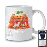 Personalized Custom Name Game Controller Pumpkin, Awesome Halloween Skulls, Gamer Gaming T-Shirt