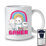 Personalized Custom Name Gamer Girl; Humorous Cat Gaming; Rainbow Games Gamer T-Shirt