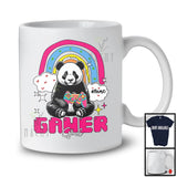 Personalized Custom Name Gamer Girl; Humorous Panda Gaming; Rainbow Games Gamer T-Shirt