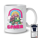 Personalized Custom Name Gamer Girl; Humorous Turtle Gaming; Rainbow Games Gamer T-Shirt