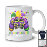 Personalized Custom Name Gamer Squad; Joyful Mardi Gras Video Game Controller; Gaming T-Shirt