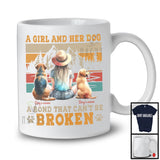 Personalized Custom Name Girl And Her Dog Bond Can't Be Broken, Cute Mother's Day 2 Puppies Owner T-Shirt