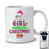 Personalized Custom Name Girl Who Loves Christmas; Amusing X-mas Tree Pink Plaid Santa T-Shirt