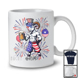 Personalized Custom Name Goat Drinking Beer, Lovely 4th Of July Fireworks, Farmer Patriotic T-Shirt