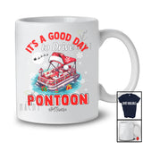 Personalized Custom Name Good Day To Drive Pontoon; Joyful Christmas Lights Santa Family T-Shirt