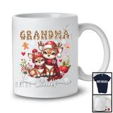 Personalized Custom Name Grandma Claus; Adorable Christmas Leopard Plaid Reindeer; Family T-Shirt